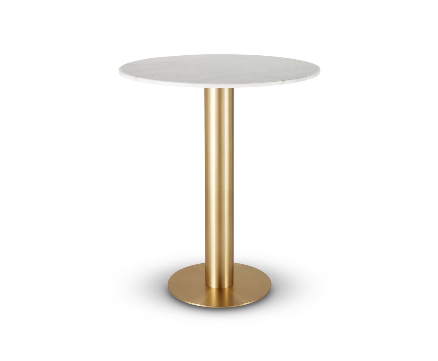 Tom Dixon - Tube High Table Brass White Marble Top 900mm