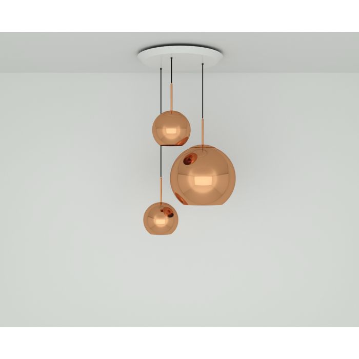 Copper LED Trio Round Pendant System