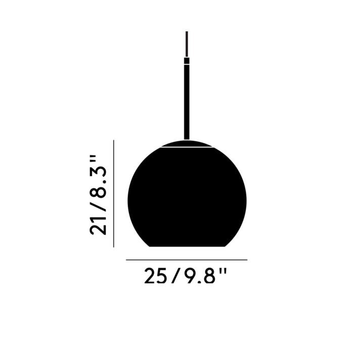 Copper Round Pendant Black 25cm