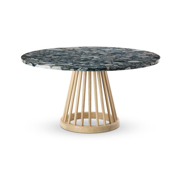 Fan Table Natural Base Pebble Marble Top 900mm