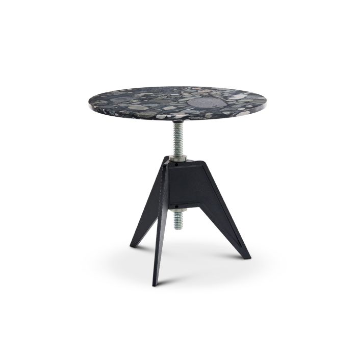 Screw Side Table Pebble Marble Top 600mm