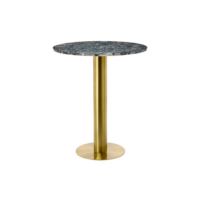 Tube Dining Table Brass Pebble Marble Top 900mm