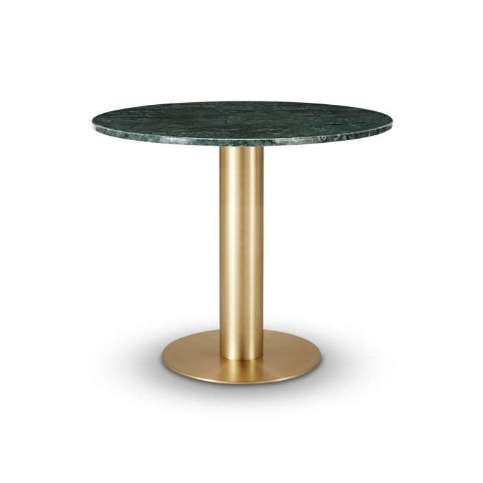 Tube Dining Table Brass Green Marble Top 900mm 