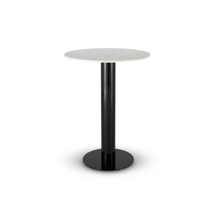 Tube High Table Black White Marble Top 600mm