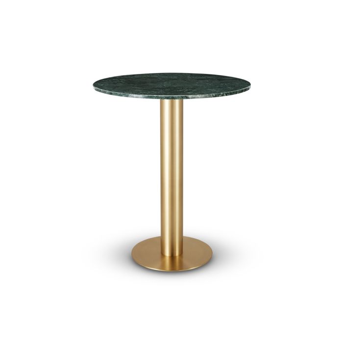 Tube High Table Brass Green Marble Top 900mm