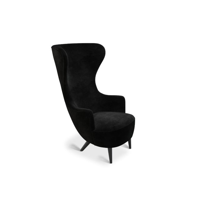 Wingback Chair Black Oak Leg Gentle 0193