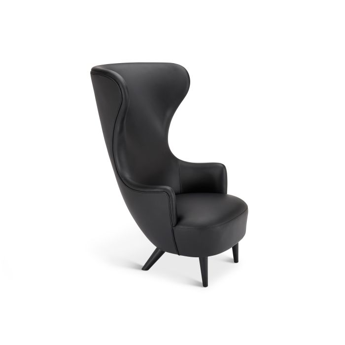 Wingback Chair Black Leg Elmo Leather