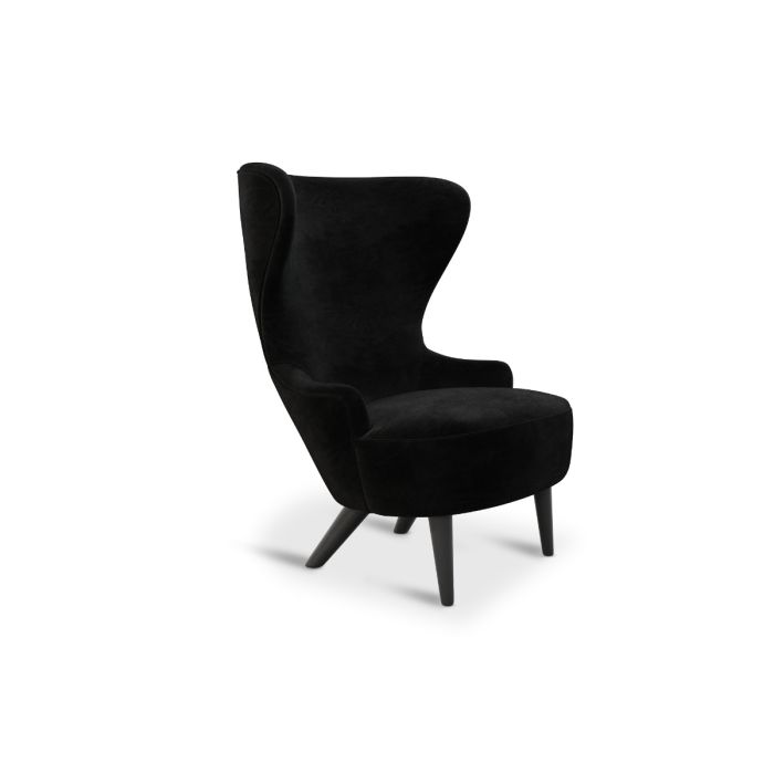 Micro Wingback Chair Black Oak Legs Gentle 0193