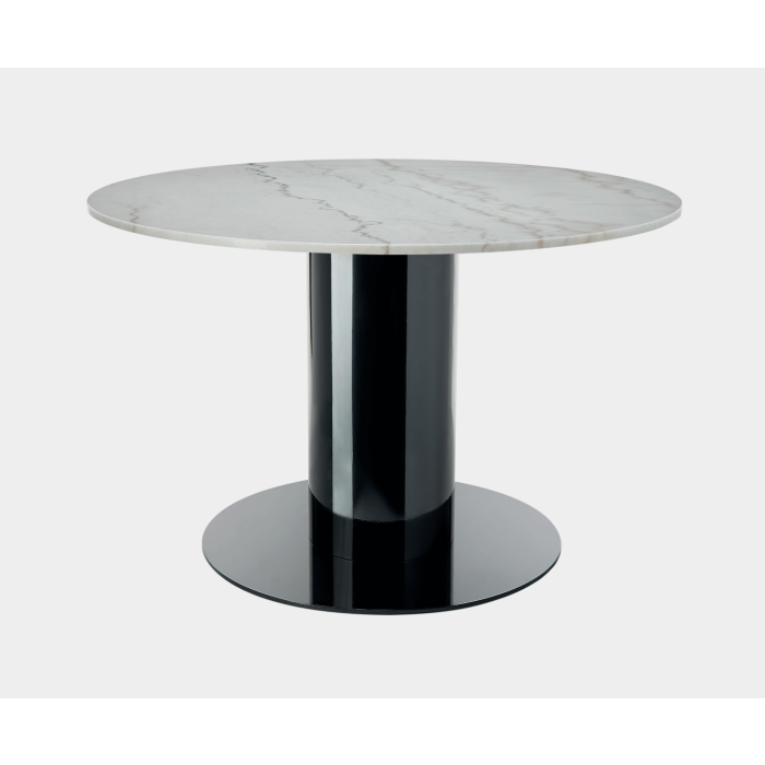 Tube Wide Dining Table White Marble Top 1200mm