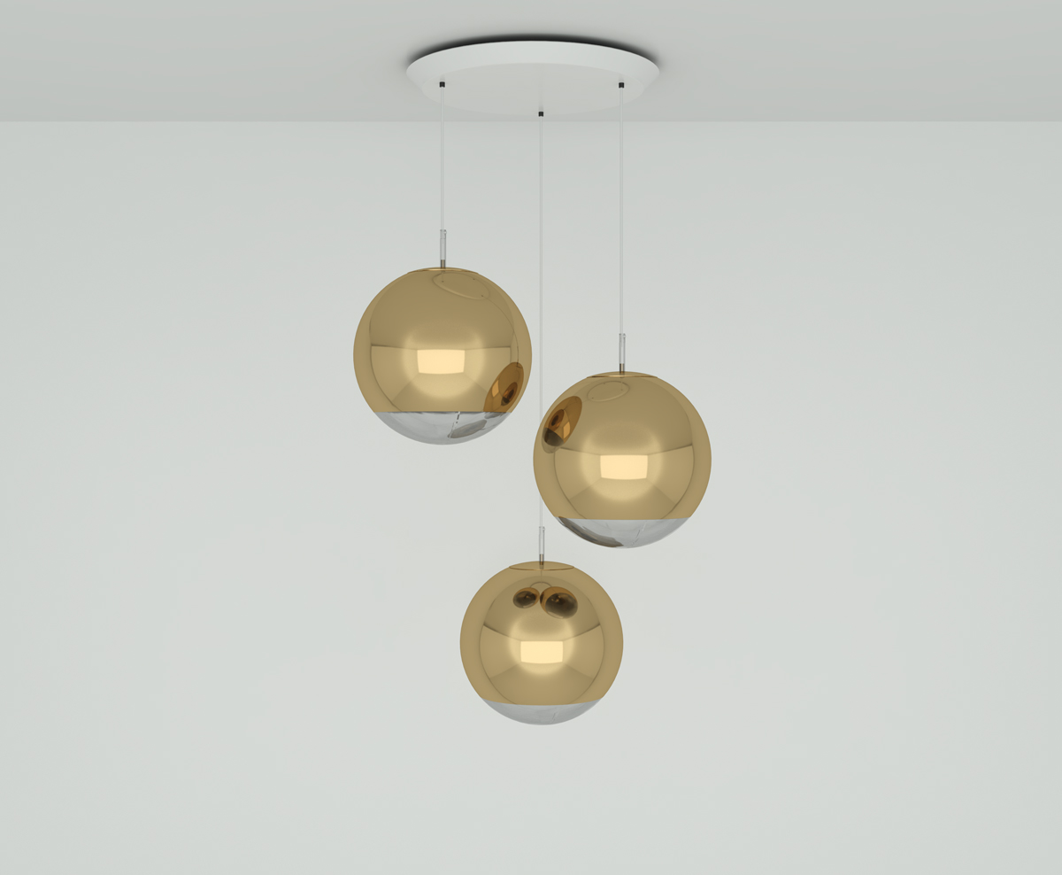 Tom Dixon - Mirror Ball LED Gold 40cm Round Pendant System