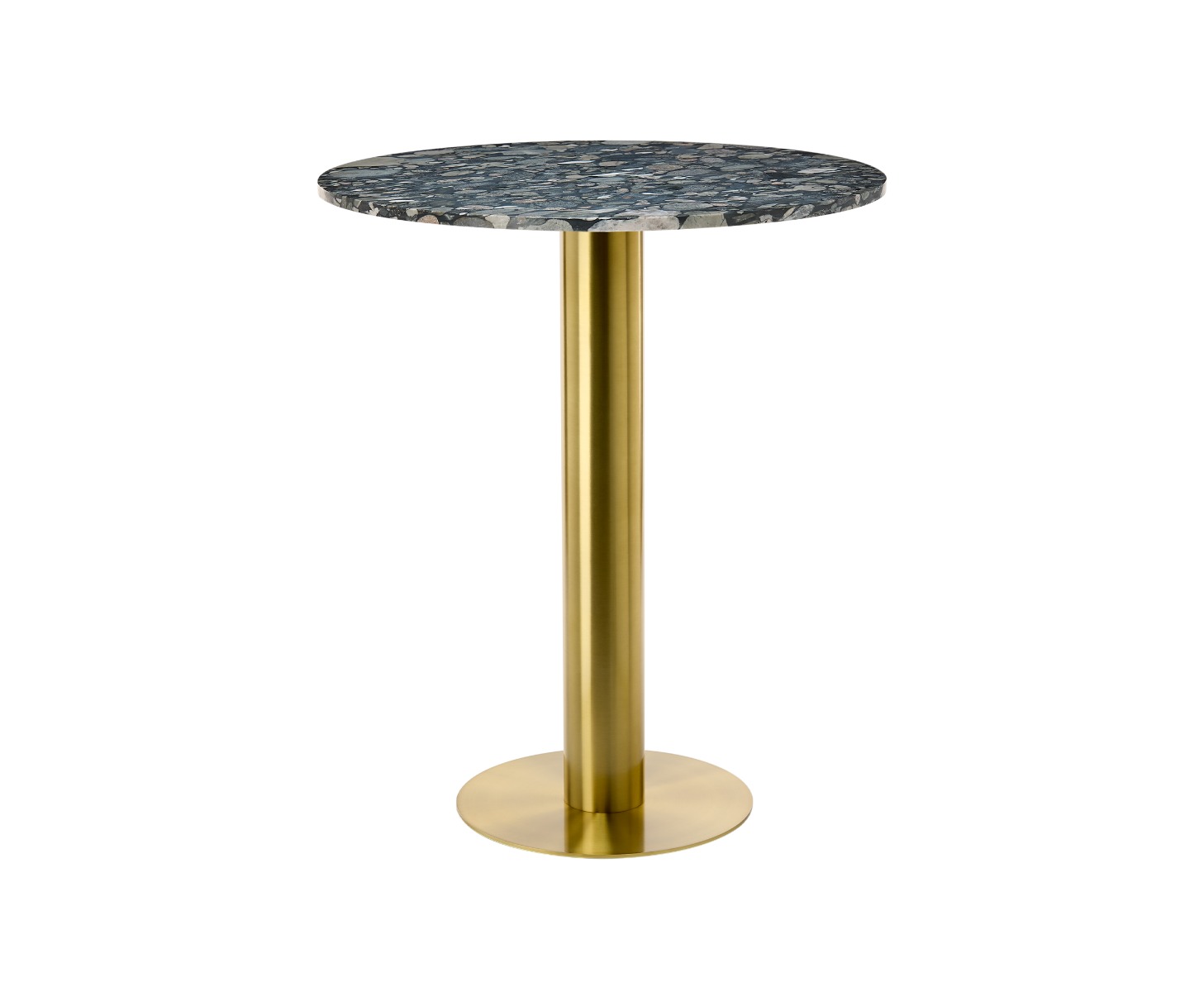 Tom Dixon - Tube Dining Table Brass Pebble Marble Top 900mm