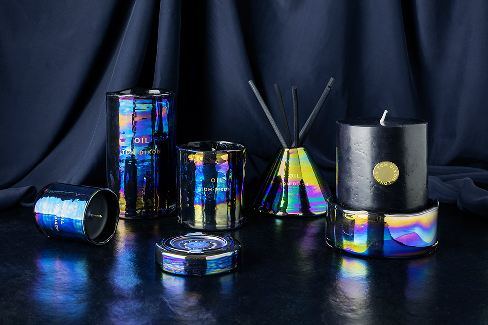 Oil Scent range, including candles and diffuser, by Tom Dixon